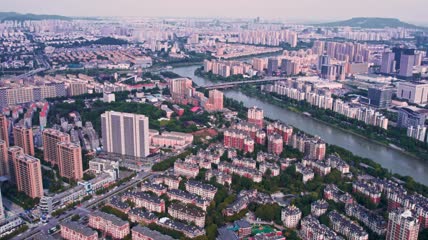 4k 航拍南京秦淮新河开发区