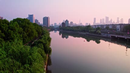 4k 航拍南京秦淮河赏心亭