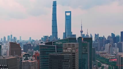 4k 航拍上海世纪广场陆家嘴世纪大道