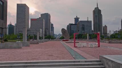 4k 航拍上海世纪广场陆家嘴地标建筑