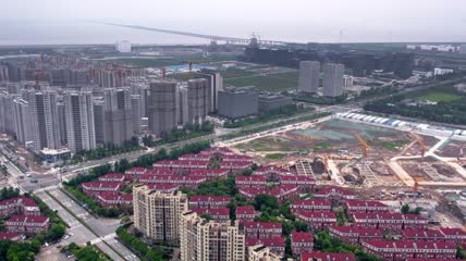 4k 航拍上海临港海科广场