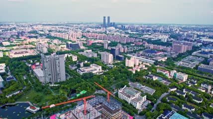 4k 航拍上海张江高科科技园