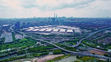 4k 航拍上海新国际博览中心