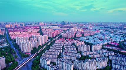 4k 航拍上海浦东新区住宅区
