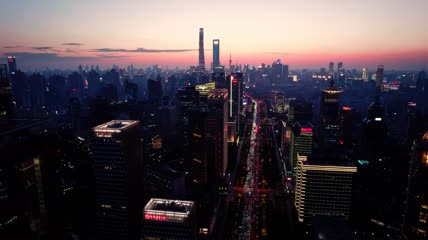 4k 航拍上海黄浦新区陆家嘴地标夜景