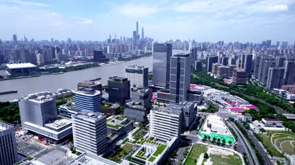 4k 航拍黄浦新区上海绿地黄浦江陆家嘴