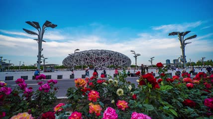 4k 延时北京水立方鸟巢北京奥林匹克体育馆