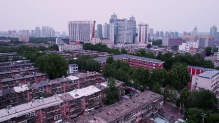 4k 航拍山东淄博中心广场兰雁广场