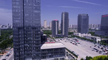 4k 航拍山东淄博张店区cbd写字楼