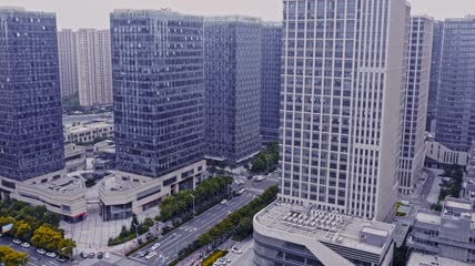 4k 航拍济南城市空间站商务楼写字楼