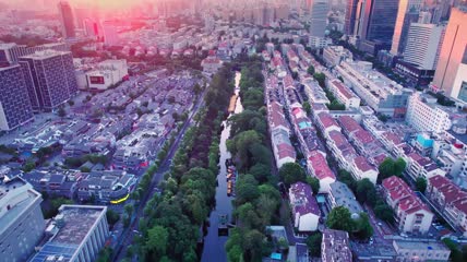 4k 航拍济南护城河宽厚里解放纪念馆