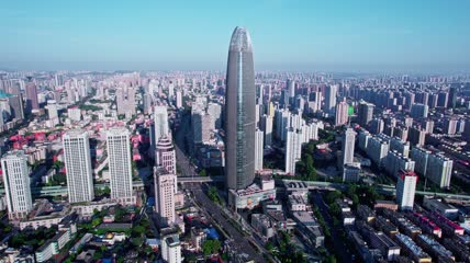 4k 航拍济南绿地中心大厦写字楼