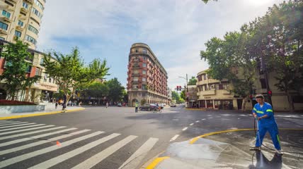 8k 延时上海地标武康大楼街景