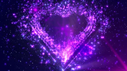 唯美星空粒子背景视频4K爱心紫 粒子扩散