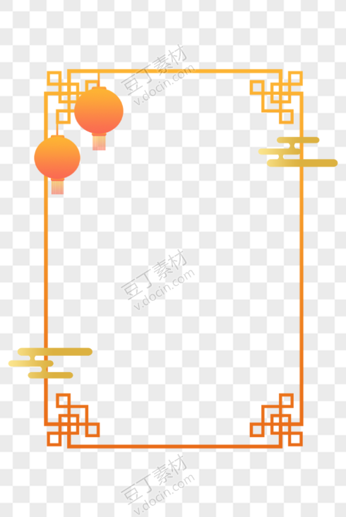 复古中式 传统中国风 古典金色边框 png格式 免抠图案 ps素材