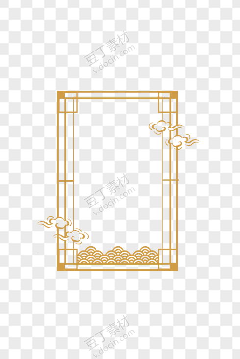 复古中式 传统中国风 古典金色边框 png格式 免抠图案 ps素材