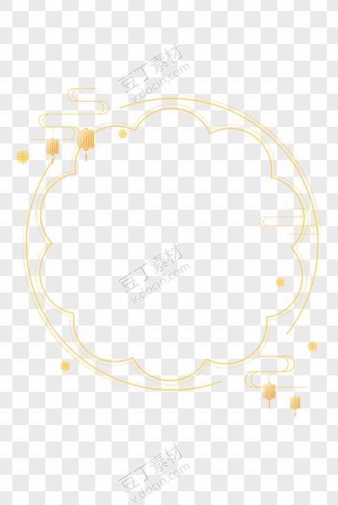复古中式 传统中国风 古典金色边框 png格式 免抠图案 ps素材