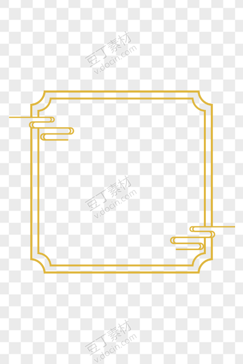 复古中式 传统中国风 古典金色边框 png格式 免抠图案 ps素材