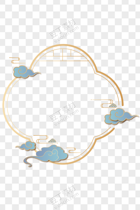 复古中式 传统中国风 古典金色边框 png格式 免抠图案 ps素材