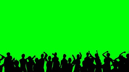 人群庆祝剪影绿屏抠像素材