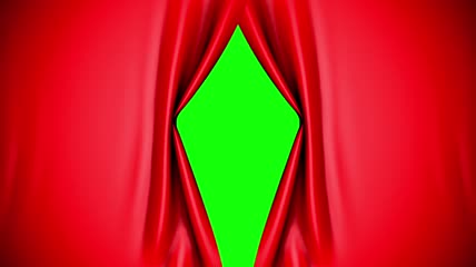 舞台红色幕帘拉开绿屏抠像素材