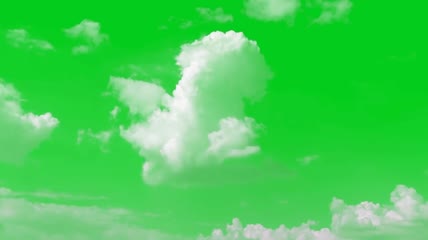 白色云朵绿布抠像素材