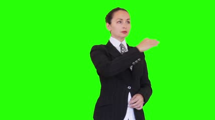 女士滑动虚拟屏幕绿屏抠像素材