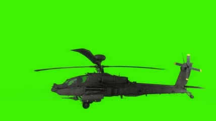 AH64武装直升机绿屏抠像素材