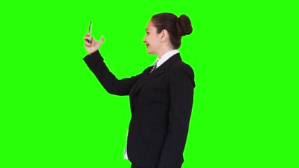 自信女商人自拍绿屏抠像素材