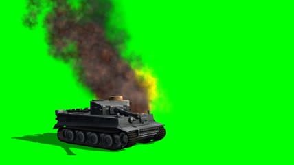 坦克被击中动画绿屏抠像素材