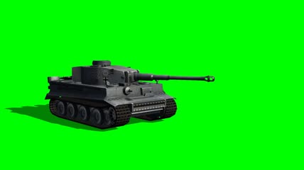 坦克不同视角绿屏动画抠像素材