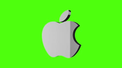 3D苹果logo展示绿色通道背景