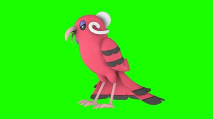 粉色卡通小鸟正面绿屏视频素材