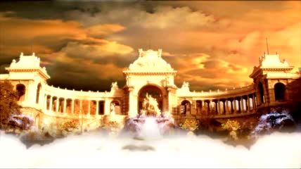 彩虹桥穿过的宫殿式婚礼背景素材