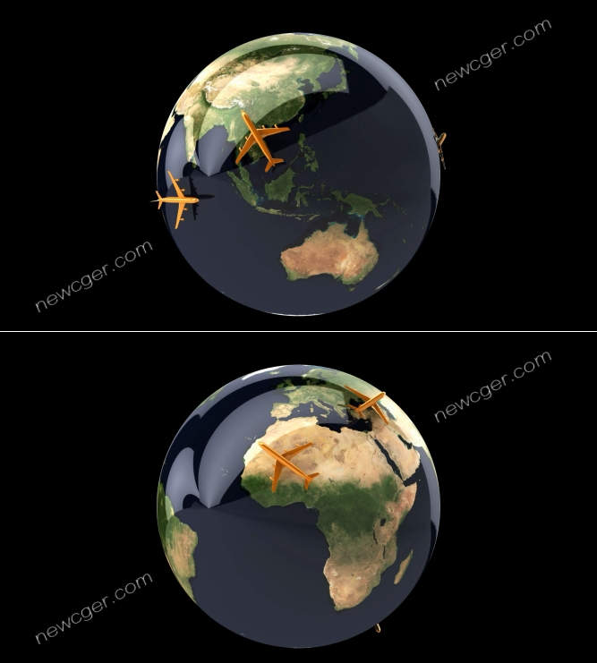 earth-alpha象征着全球交通运输的循环视频素材，含AE源文件