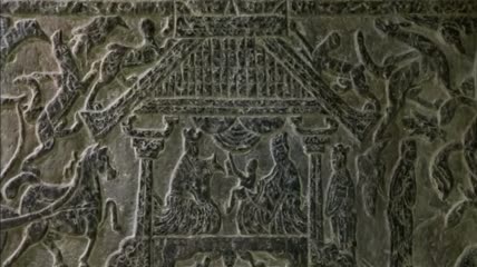 汉朝宫殿彩绘陶俑平移空镜特写