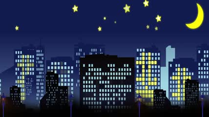 夜晚的城市美景动画素材