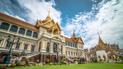 实景拍摄高清泰国曼谷大皇宫航拍延时素材