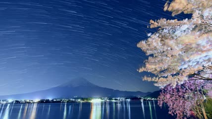 日本樱花与富士山唯美风光景色高清视频素材