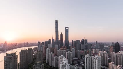 上海城市大厦地标建筑4K