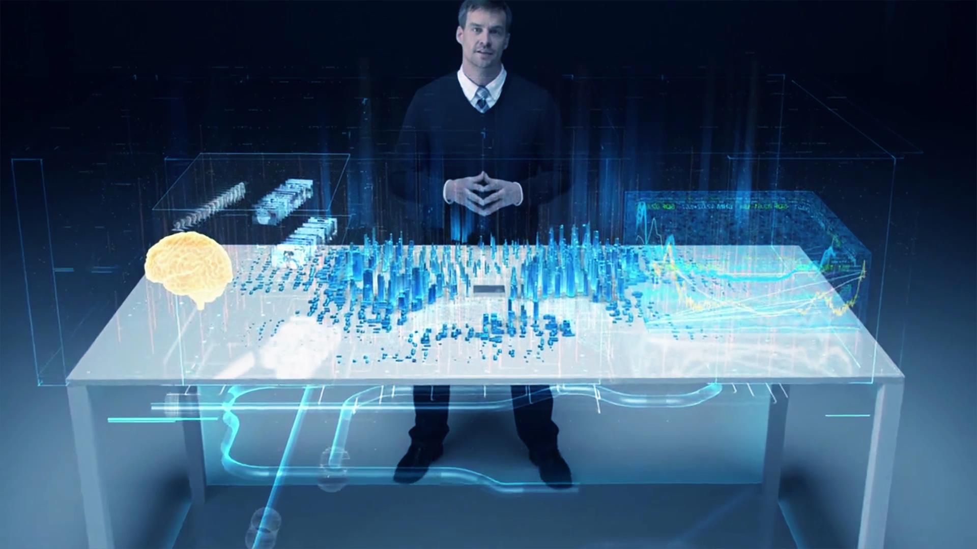 超强技术虚拟场景建筑大脑未来科技发展蓝图宣传片高清视频实拍