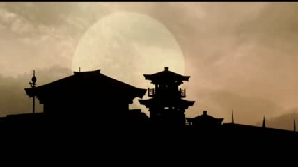 中国古代建筑落日剪影逆光歌舞宫殿高清实拍
