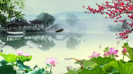 古典中国风水墨江南背景高清视频素材