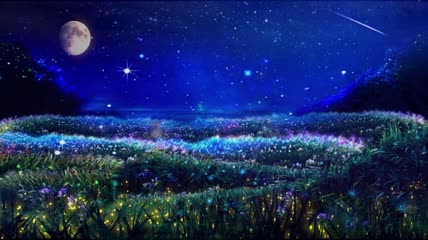 超唯美梦幻粒子月夜浪漫舞台视频