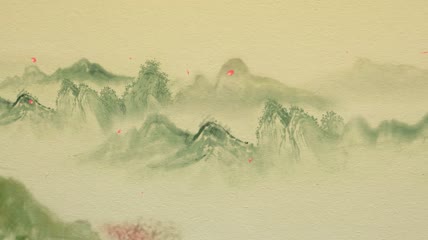 中国风水墨山水桃花林
