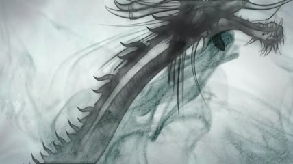 水墨龙飞舞水墨楼阁亭子素材