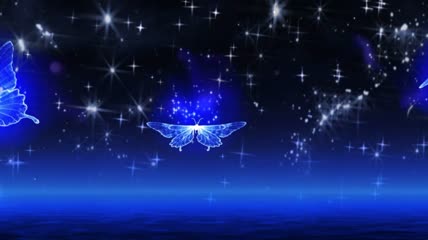 蓝色星空粒子光斑蝴蝶飞舞动画高清视频素材