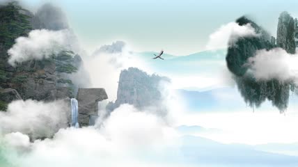梦幻唯美悬浮山仙境云舞台晚会动态背景
