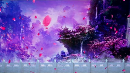 唯美梦幻花瓣飞舞仙境舞台视频