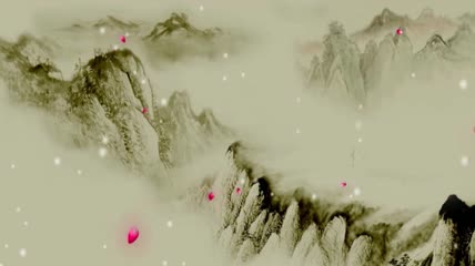 唯美中国风水墨山水水墨牡丹舞台开场